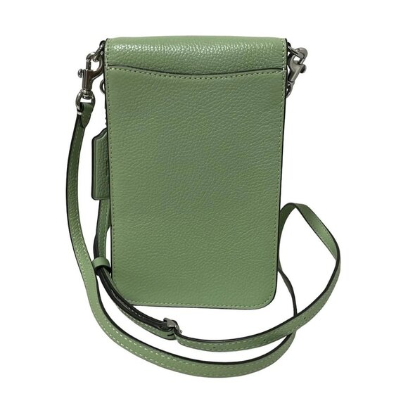 Auth COACH Phone Crossbody CH815 Light Green Leather - Shoulder Bag - Picture 2 of 8